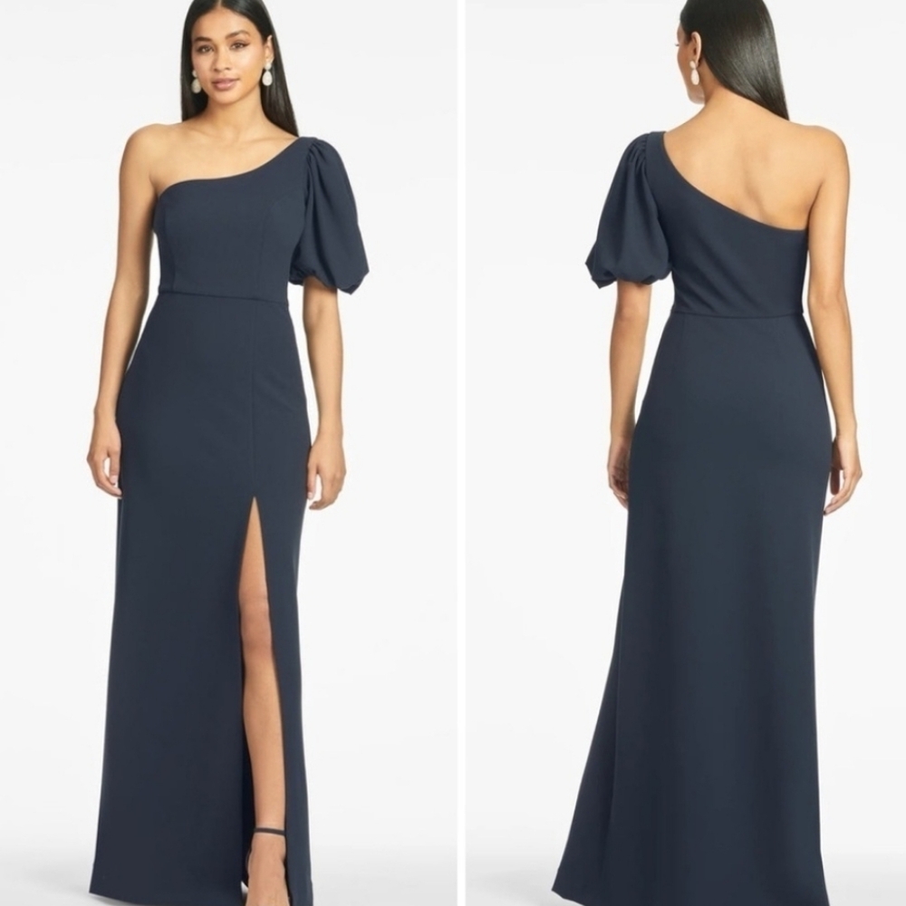 Sachin & Babi Nadia Navy Gown 12 Wedding Party Formal Feminine Classic
